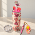 Pink Affirmations Tumbler Gift Set with Boba Lid, Pen and Keychain - full gift set