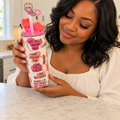 Pink Affirmations Tumbler Gift Set with Boba Lid, Pen and Keychain - lifestyle view