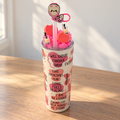 Pink Affirmations Tumbler Gift Set with Boba Lid, Pen and Keychain - lid detail