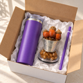 Purple Acorn Tumbler Gift Set with Handmade 3D Fake Ice Resin Lid - gift boxed