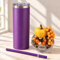 Purple Apple and Grapes Tumbler Gift Set, 3D Fake Ice Resin Lid - lid options