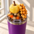 Purple Apple and Grapes Tumbler Gift Set, 3D Fake Ice Resin Lid - lid detail