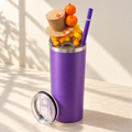 Purple Harvest Hat Tumbler Gift Set, Fall Pumpkin 3D Fake Ice Lid - full gift set