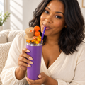 Purple Harvest Hat Tumbler Gift Set, Fall Pumpkin 3D Fake Ice Lid - lifestyle view
