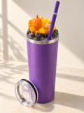 Purple Pumpkin Tumbler Gift Set with 3D Fake Ice Resin Lid, 20oz - full gift set