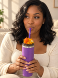 Purple Pumpkin Tumbler Gift Set with 3D Fake Ice Resin Lid, 20oz - lifestyle view