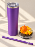 Purple Pumpkin Tumbler Gift Set with 3D Fake Ice Resin Lid, 20oz - lid options