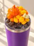 Purple Pumpkin Tumbler Gift Set with 3D Fake Ice Resin Lid, 20oz - lid detail