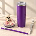 Purple Skull and Crossbones Tumbler Gift Set with Beaded Pen - lid options