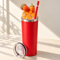 Red Acorn Tumbler Gift Set with Handmade 3D Fake Ice Resin Lid - full gift set