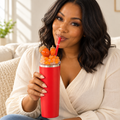 Red Acorn Tumbler Gift Set with Handmade 3D Fake Ice Resin Lid - lifestyle view