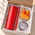 Red Acorn Tumbler Gift Set with Handmade 3D Fake Ice Resin Lid - gift boxed