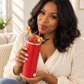 Red Bones and Cleavers Tumbler Gift Set, Horror 3D Fake Ice Lid - lifestyle view
