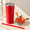 Red Bones and Cleavers Tumbler Gift Set, Horror 3D Fake Ice Lid - lid options