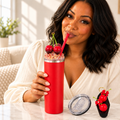 Red Cherry Tumbler Gift Set with Crystal Lid and Cherry Keychain - lifestyle view