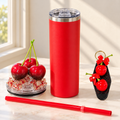 Red Cherry Tumbler Gift Set with Crystal Lid and Cherry Keychain - lid options