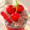 Red Cherry Tumbler Gift Set with Crystal Lid and Cherry Keychain - lid detail