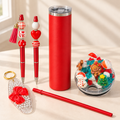 Christmas Tumbler Gift Set with Character Lid, Two Pens, Keychain - lid options