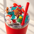 Christmas Tumbler Gift Set with Character Lid, Two Pens, Keychain - lid detail