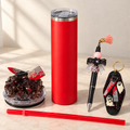 Red Cleaver Tumbler Gift Set with Ghost Keychain and Beaded Pen - lid options