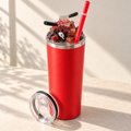 Red Horror Mask Tumbler Gift Set with Cleaver 3D Fake Ice Lid - full gift set