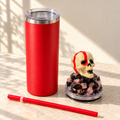 Red Skull Tumbler Gift Set with Handmade 3D Fake Ice Resin Lid - lid options