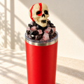Red Skull Tumbler Gift Set with Handmade 3D Fake Ice Resin Lid - lid detail