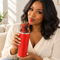 Red Spider Skeleton Hand Tumbler Gift Set, 3D Fake Ice Lid - lifestyle view