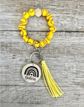 Softball Wristlet | Beaded Keychain Wristlet with Wood Pendant | Softball Mom & Player Gift