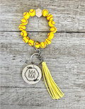 Softball Wristlet | Beaded Keychain Wristlet with Wood Pendant | Softball Mom & Player Gift