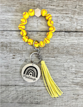 Softball Wristlet | Beaded Keychain Wristlet with Wood Pendant | Softball Mom & Player Gift