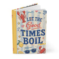 Book with 'Let the Good Times Boil' text and illustrations on a white background