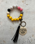 Teacher Wristlet | Personalized Wood Bead Bracelet with Charm | Appreciation Gift for Educators