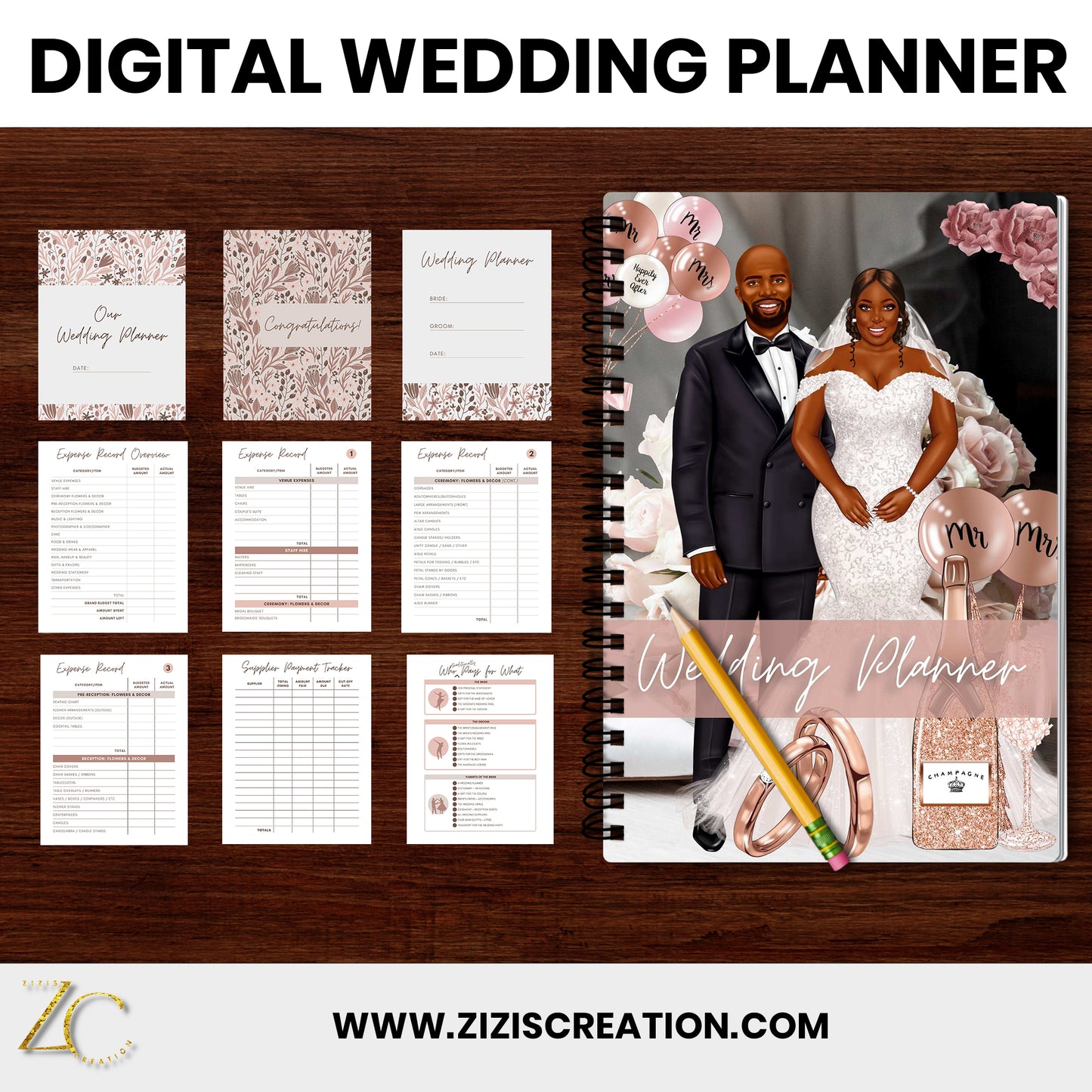 Wedding Planner | Templates for Canva | Journal | Planner | Editable | Digital download