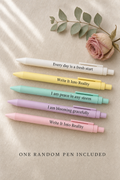 Five pastel affirmation gel pens — one random pen included