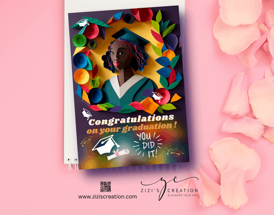 Illusionary 3D African American Girl Graduation Card | Paper Cut Craft | Paper Illustration AI Generated