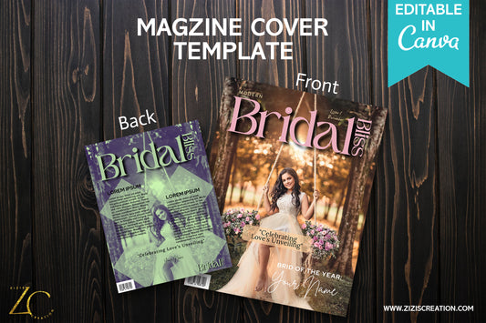 Bridal | Magazine Cover Template with PLR Rights | Editable in Canva | Digital Magazine Cover | Customizable | Digital Download | Printable