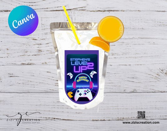 Capri Sun label | Gaming Theme | Unique Personalization | Party-Ready Digital Designs for Kids with Fun-Filled Kids Party Digital Designs