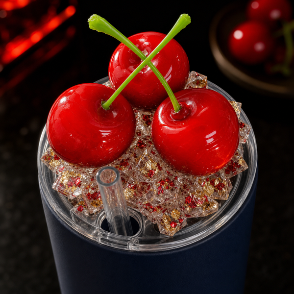 LID ONLY - Cherry Crystal 3D Tumbler Lid, Removable Magnetic Topper for 20oz Tumblers