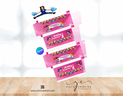 Chocolate Bar | Cheerleader | Unique Personalization | Party-Ready Digital Designs for Kids with Fun-Filled Kids Party Digital Designs