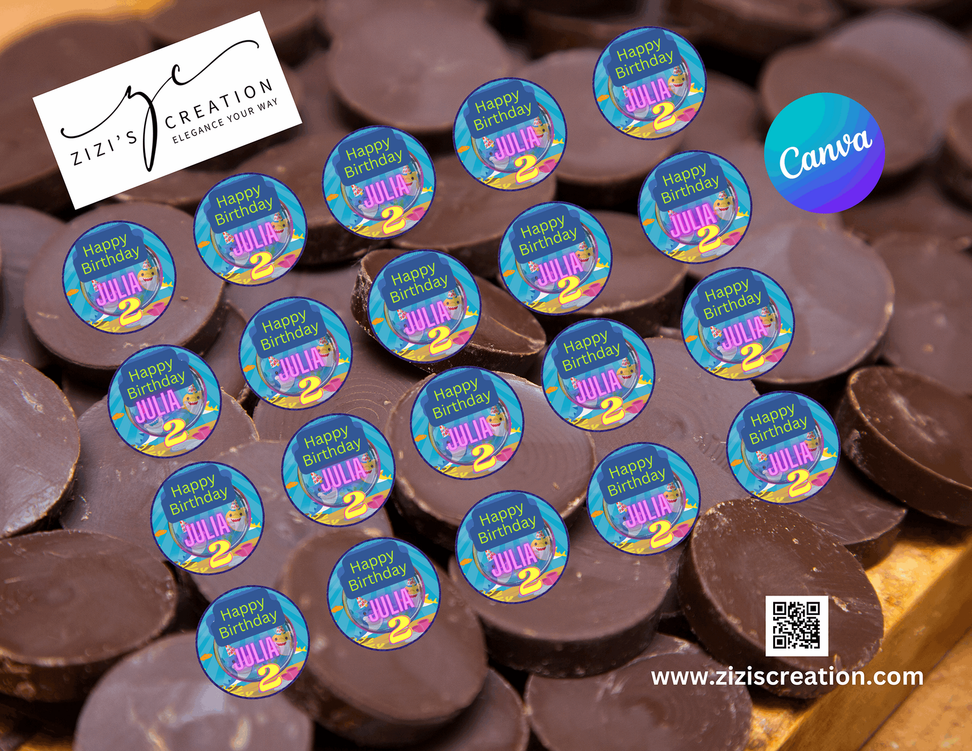 Chocolate Coins | Baby Shark | Unique Personalization | Party-Ready Digital Designs for Kids with Fun-Filled Kids Party Digital Designs