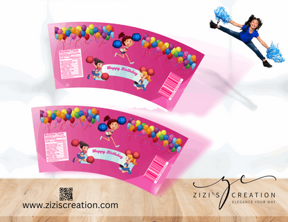 Coffee Cup Label | Cheerleader| Unique Personalization | Party-Ready Digital Designs for Kids with Fun-Filled Kids Party Digital Designs