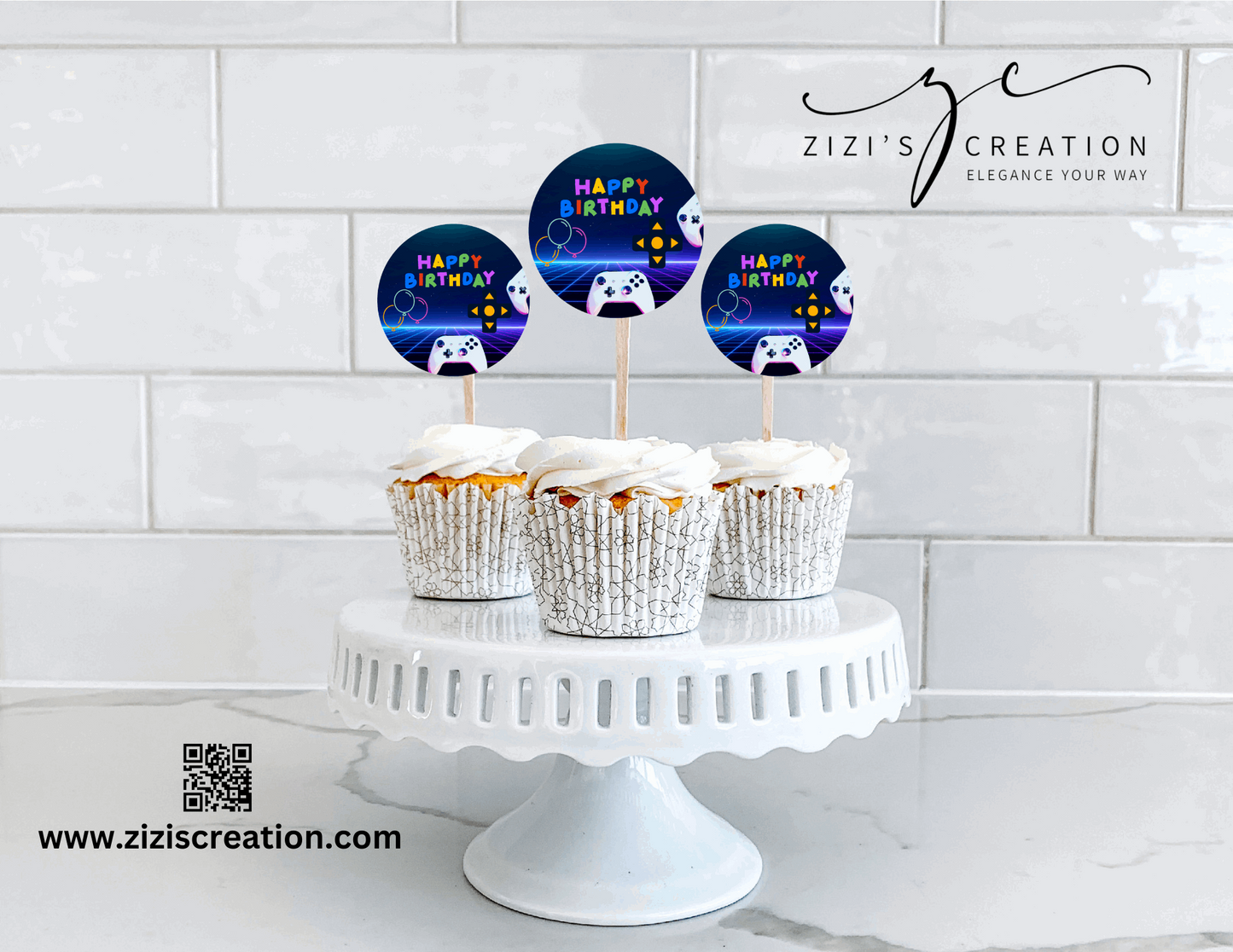 Cup Cake | Gaming Theme | Unique Personalization | Party-Ready Digital Designs for Kids with Fun-Filled Kids Party Digital Designs