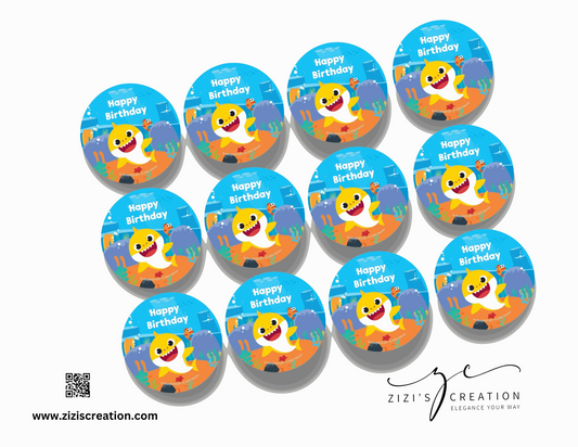 Cup Cake labels | Baby Shark | Unique Personalization | Party-Ready Digital Designs for Kids with Fun-Filled Kids Party Digital Designs