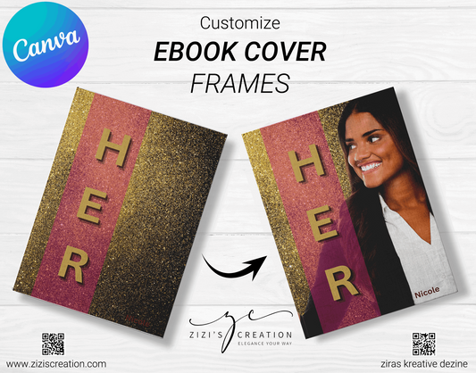 Her, Creative Canva Cover Frames for EBooks, Journals, Stories & Magazines - Elevate Your Design Game! | Customizable | Canva Edit