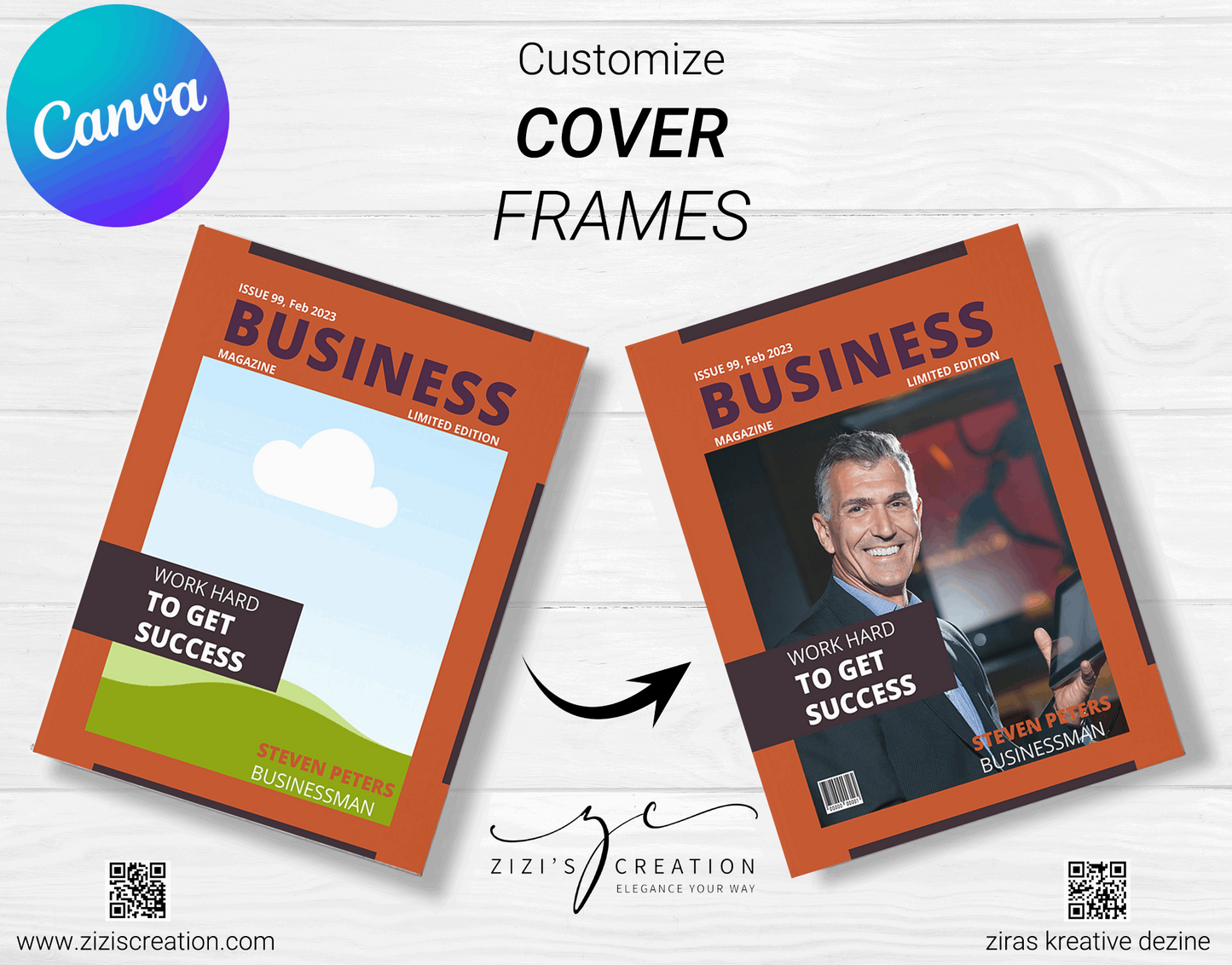 Business Magazine, Creative Canva Cover Frames for EBooks, Journals, Stories & Magazines - Elevate Your Design Game! | Customizable | Canva Edit