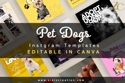 Dog pet | Instagram Template with PLR Rights | Editable in Canva | Customizable | Digital Download | Printable