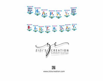 Happy Birthday banner| Baby Shark | Unique Personalization | Party-Ready Digital Designs for Kids with Fun-Filled Kids Party Digital Designs