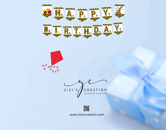 Birthday Banner | Construction | Unique Personalization | Party-Ready Digital Designs for Kids with Fun-Filled Kids Party Digital Designs