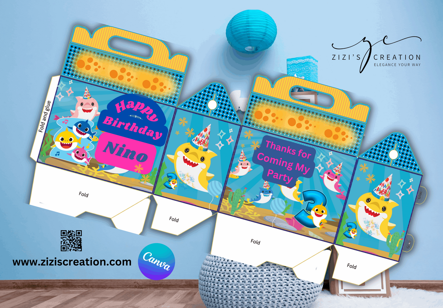 Happy Meal Box | Baby Shark | Unique Personalization | Party-Ready Digital Designs for Kids with Fun-Filled Kids Party Digital Designs